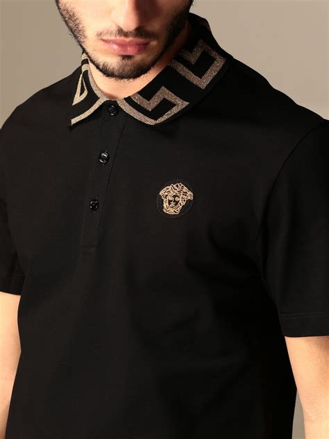 versace collection polo black|versace men's polo shirt sale.